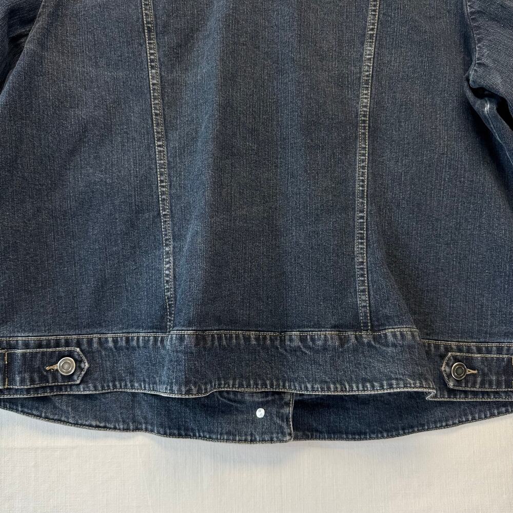 Upcycled Cotton Denim Jacket Women's Size XL Medium Wash Blue Art To Wear Sunset - Picture 7 of 11